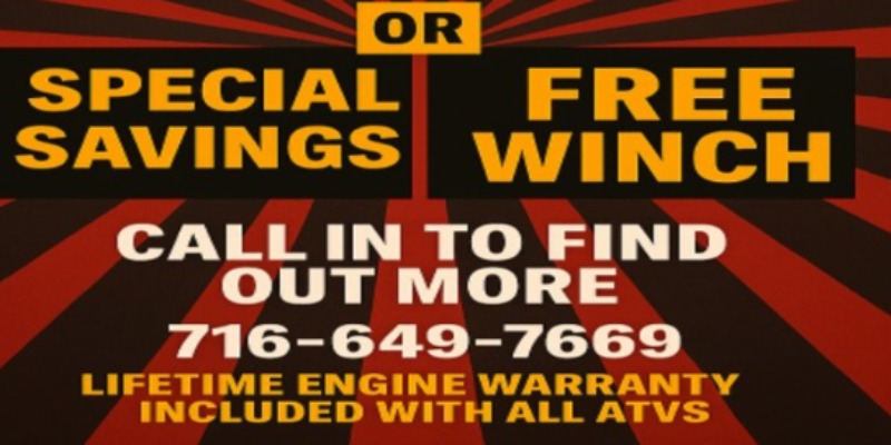 Hamburg Honda ATV Specials – Free Winch or Special Savings + Lifetime Warranty